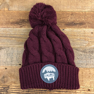 Bison Moon Reflection Pom Beanie - Maroon