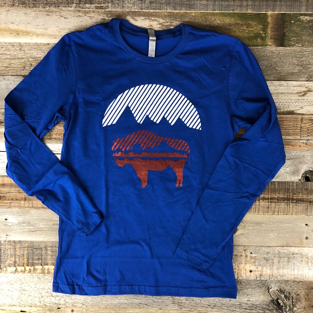 Bison Moon Reflection Long Sleeve Tee | WyoMade Apparel | Unisex